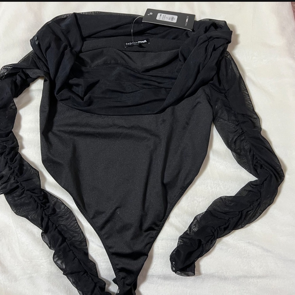 Fashion Nova Black sheer bodysuit